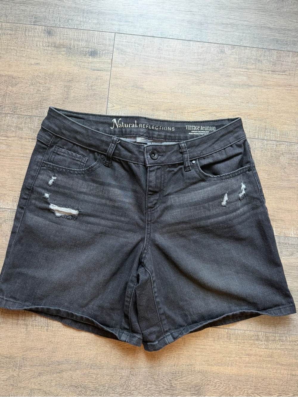 Natural Reflections Black Distressed Denim Cutoff Shorts